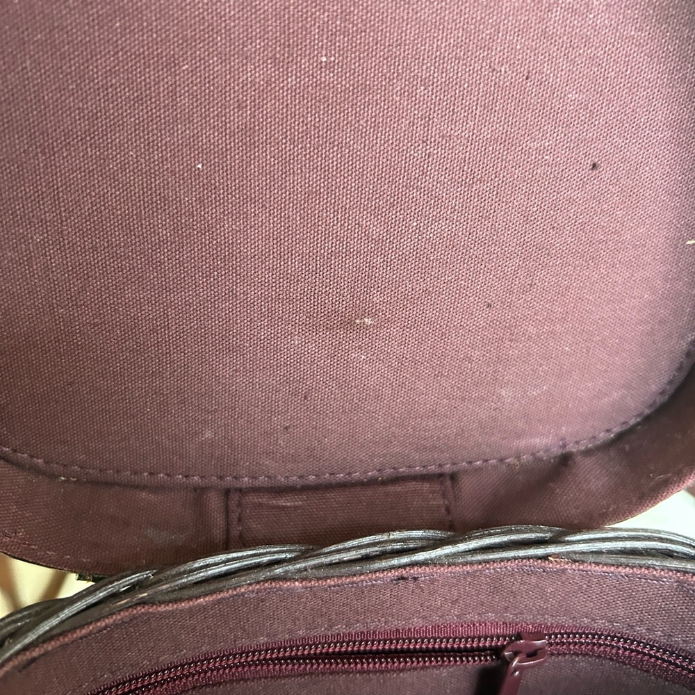Etienne Aigner Maroon Leather and Wicker Bag Vintage - Picture 14 of 14